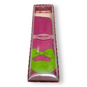 Elegant Baby Girls Tights 0-12 Months Green Pink Mary Jane Polka Dot Organic NEW